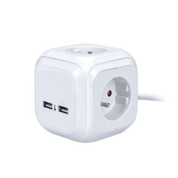 Prodlužovací přívod - kostka, 2 m, 4 zásuvky 230V + 2x USB