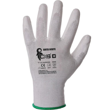Montážní rukavice povrstvené PU bílé - typ: vel. 10